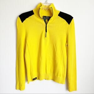 Vintage 90s Y2K Ralph Lauren Active Quarter Zip Yellow Black Sweater Medium